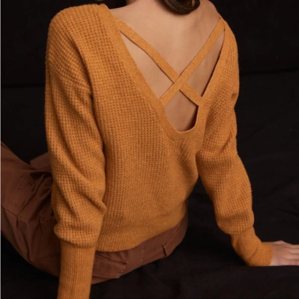 Maeve | Anthro Cross-Back Knit Sweater - Picture 5 of 10